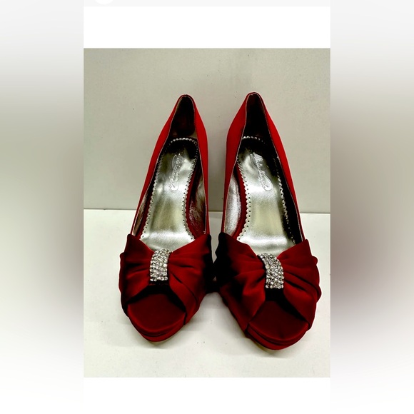 Deep dark red rhinestone high heels special occasions - Picture 2 of 12